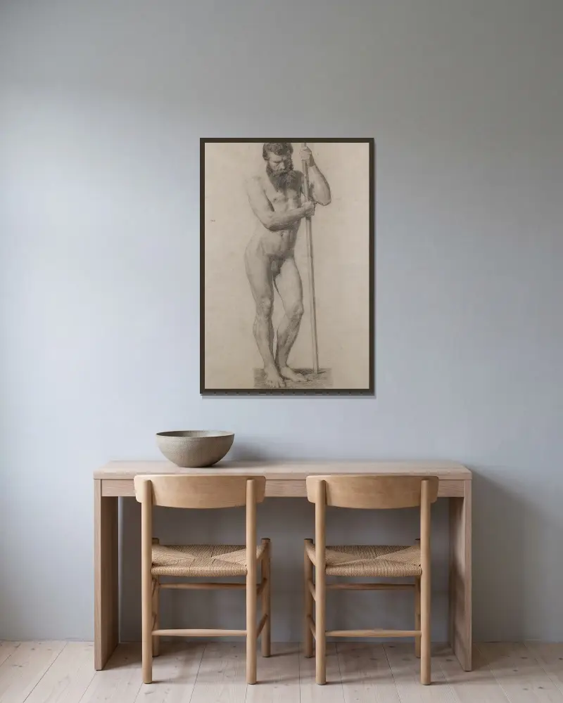 Standing Male Nude av Léon Augustin Lhermitte inramad på en vägg