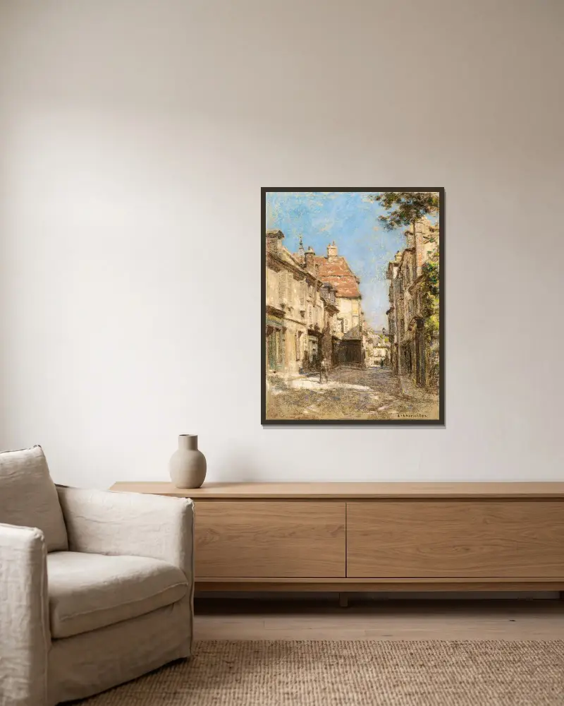 Gata i Bourges av Léon Augustin Lhermitte inramad på en vägg
