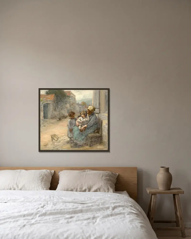 Systrarna av Léon Augustin Lhermitte inramad på en vägg