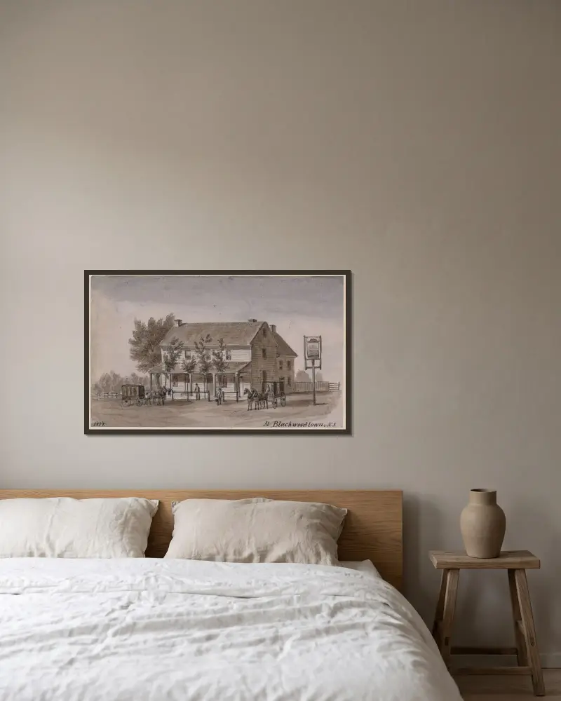 At Blackwoodtown, N.J. av Augustus Köllner inramad på en vägg