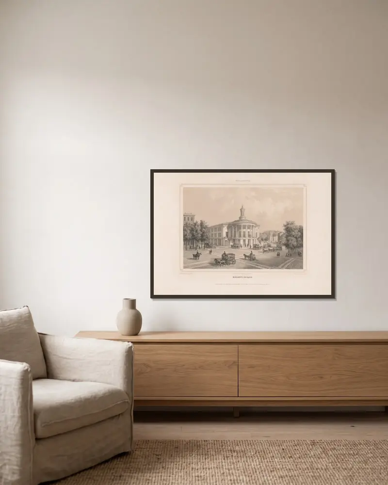 Philadelphia merchant’s exchange av Augustus Köllner inramad på en vägg
