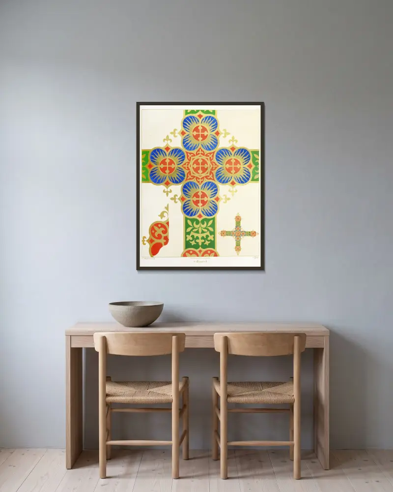 A Cross for a Frontal or Vestment, with Five Crosses, Bayonne and Crowns. av Augustus Pugin inramad på en vägg