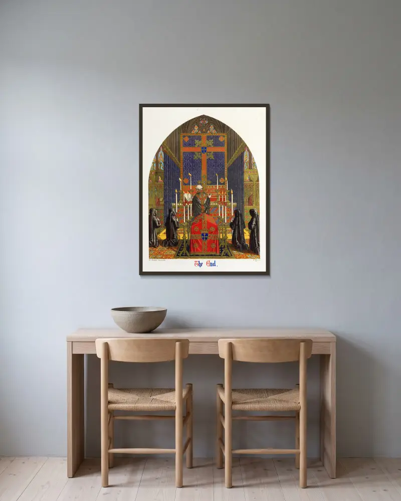 An Altar hung for a Funeral Mass av Augustus Pugin inramad på en vägg