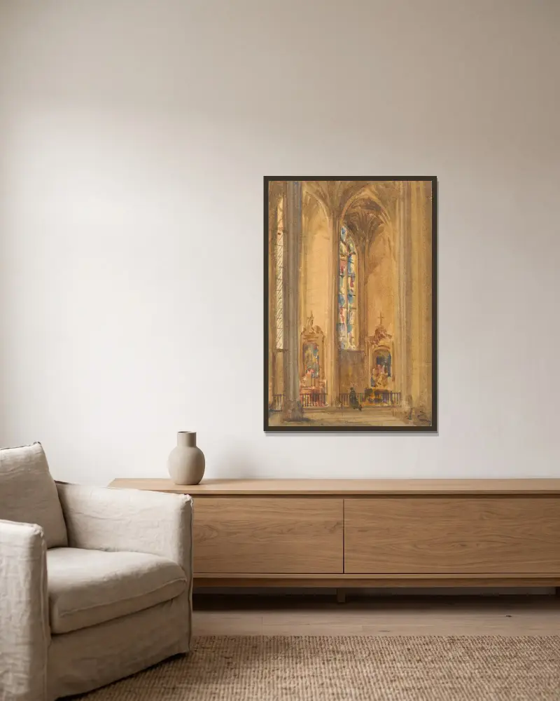 Interior of a Gothic Church – nr 2 av Augustus Pugin inramad på en vägg