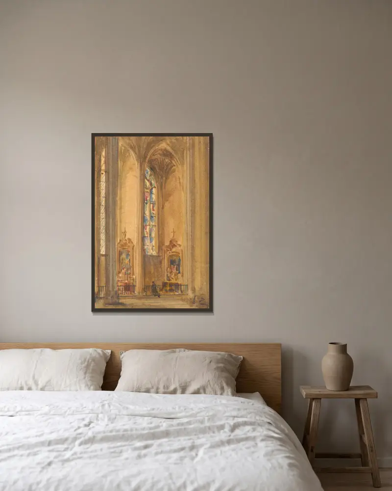 Interior of a Gothic Church – nr 2 av Augustus Pugin inramad på en vägg