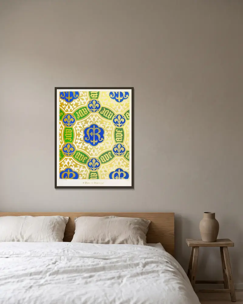 Muster für Draperungen 1 von Augustus Pugin gerahmt an einer Wand