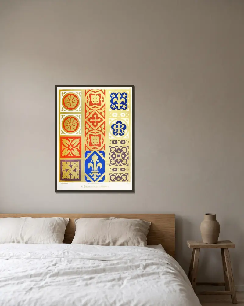 Patterns for Stoles and Maniples 4 av Augustus Pugin inramad på en vägg