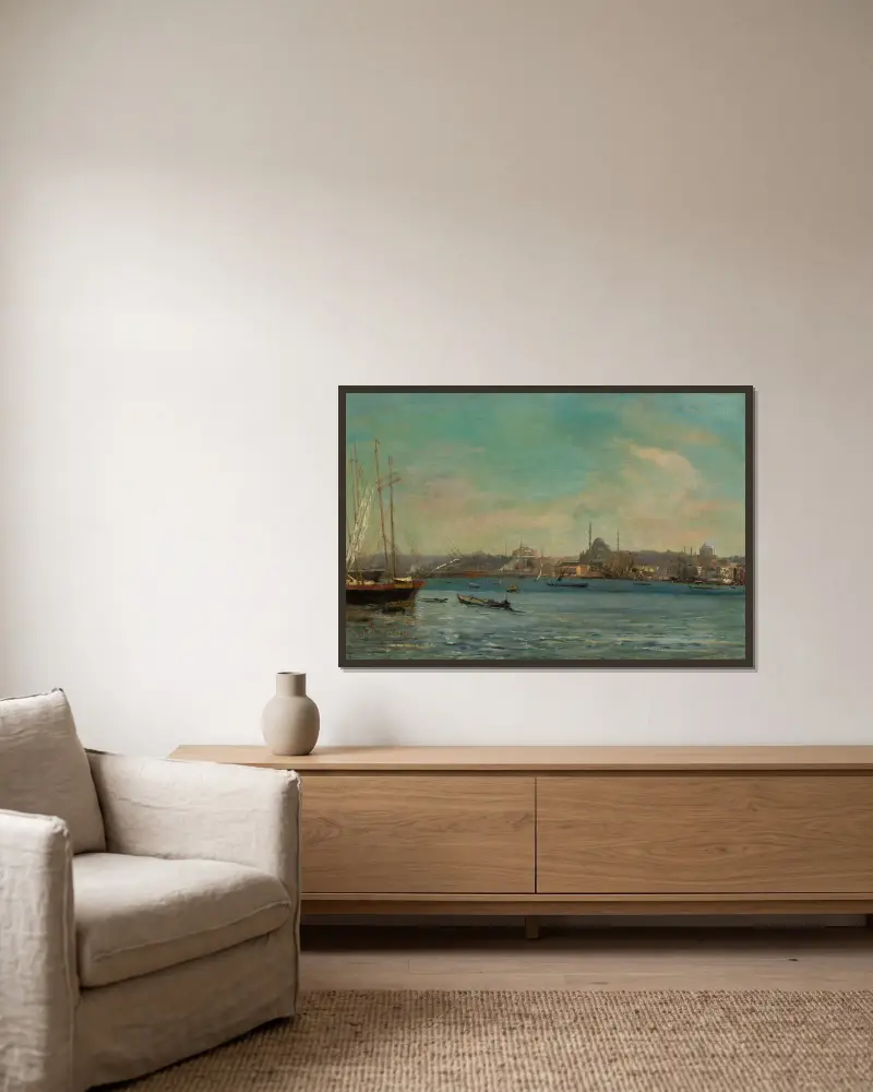 Panorama of Istanbul av Stanisław Chlebowski inramad på en vägg