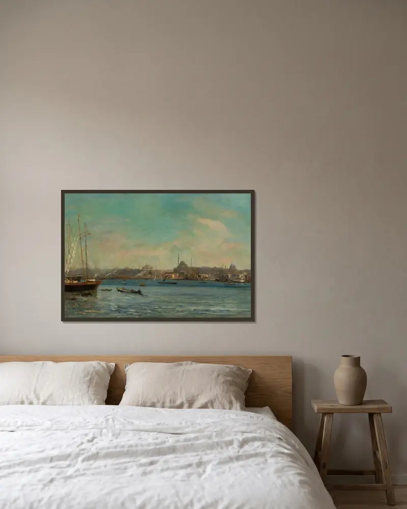 Panorama of Istanbul av Stanisław Chlebowski inramad på en vägg