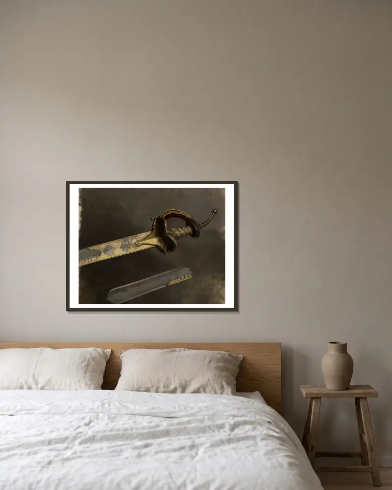 Studie eines Säbels von Stanisław Chlebowski gerahmt an einer Wand