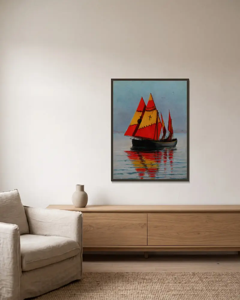 Boote auf dem Meer von Stanisław Witkiewicz gerahmt an einer Wand