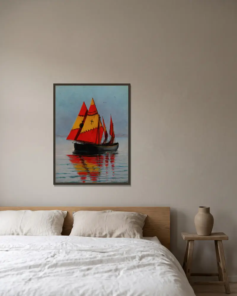 Boote auf dem Meer von Stanisław Witkiewicz gerahmt an einer Wand