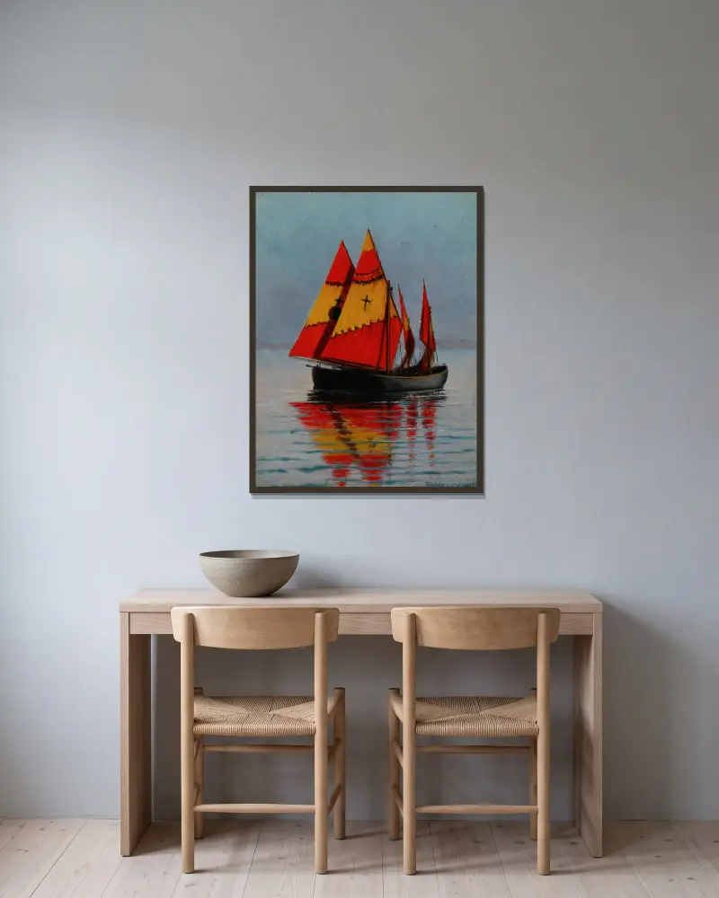 Boote auf dem Meer von Stanisław Witkiewicz gerahmt an einer Wand
