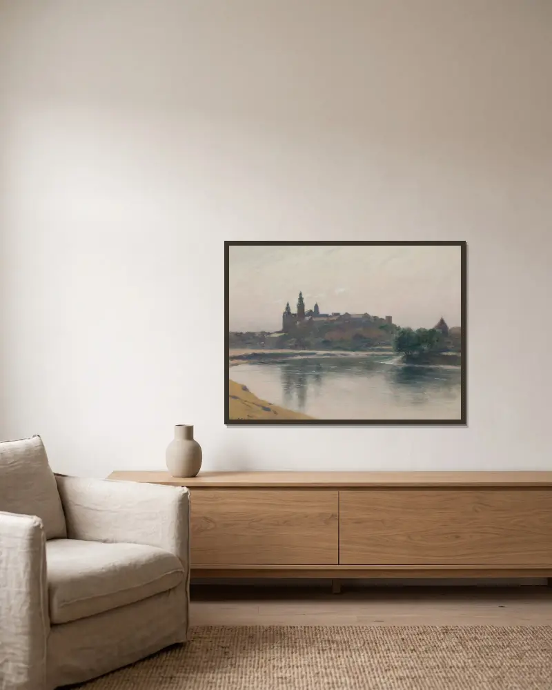 Wawel von der Weichselseite von Stanisław Witkiewicz gerahmt an einer Wand