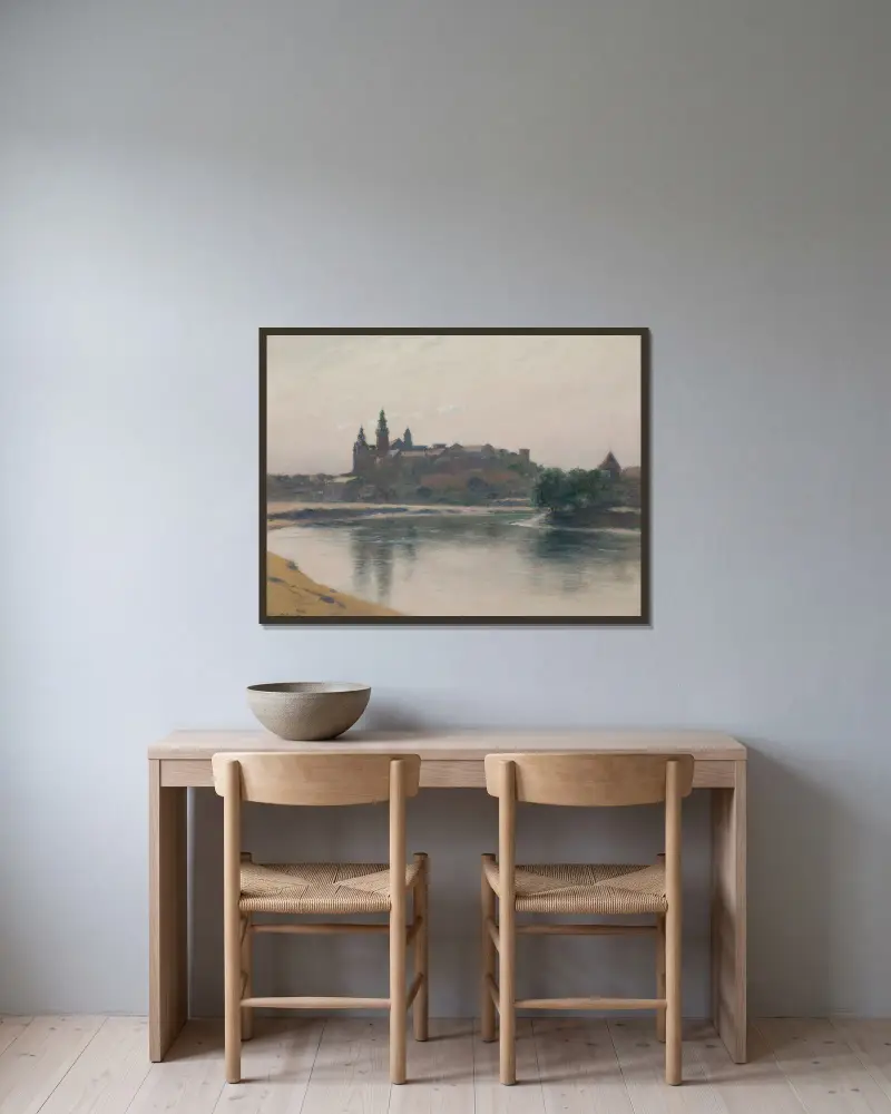 Wawel von der Weichselseite von Stanisław Witkiewicz gerahmt an einer Wand