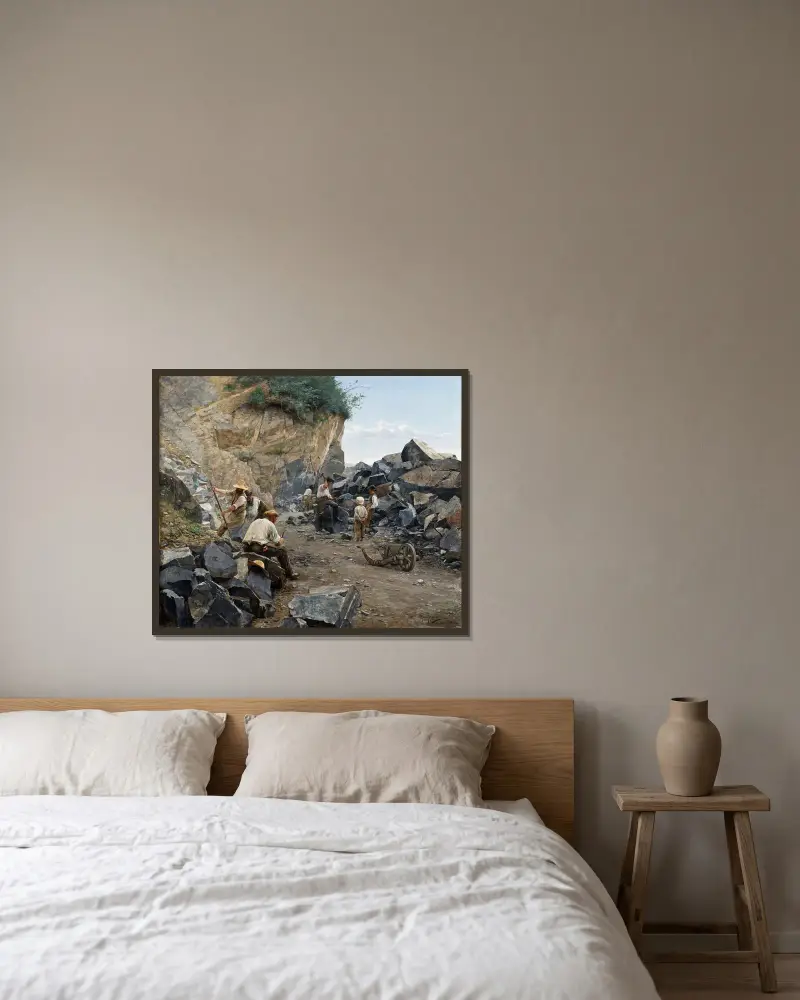 In the Quarry. Motif from Switzerland av Axel Jungstedt inramad på en vägg