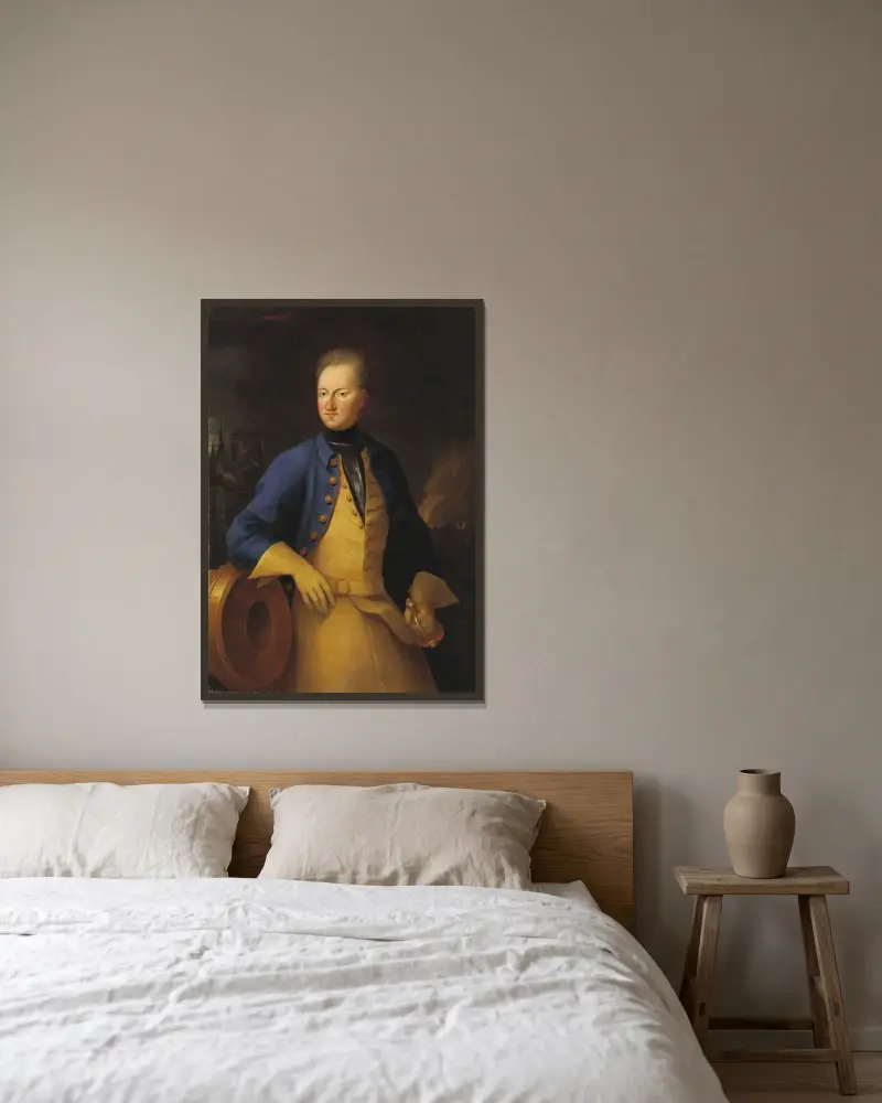 Karl den XII, 1682-1718, king of Sweden av Axel Sparre inramad på en vägg