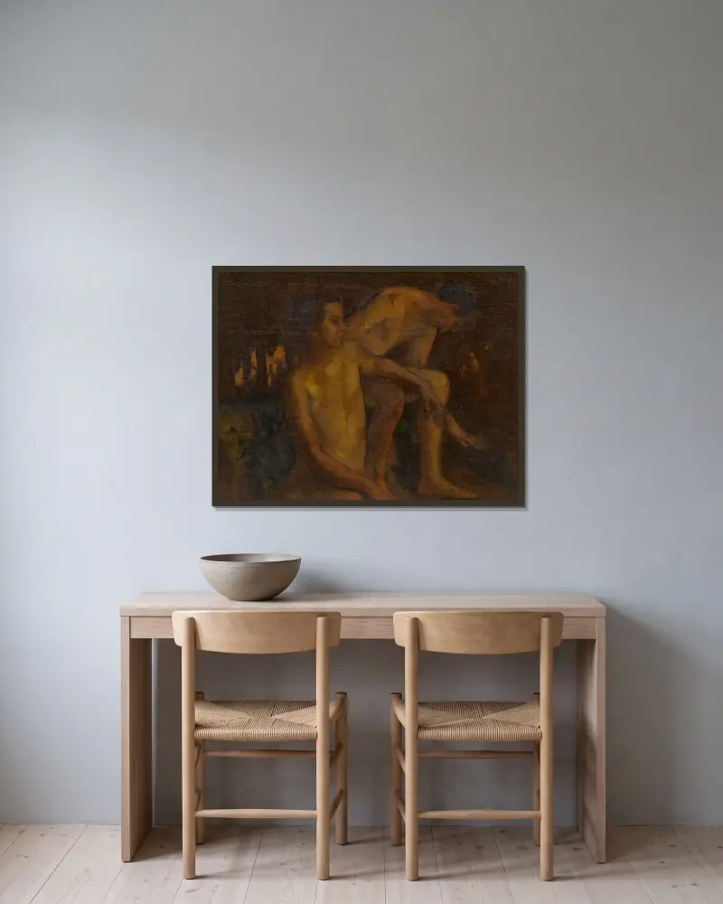 Porträtt av konstnärens söner av Arthur B. Davies inramad på en vägg