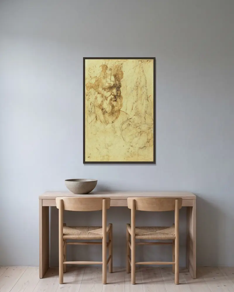 Studie eines bärtigen Kopfes von Baccio Bandinelli gerahmt an einer Wand