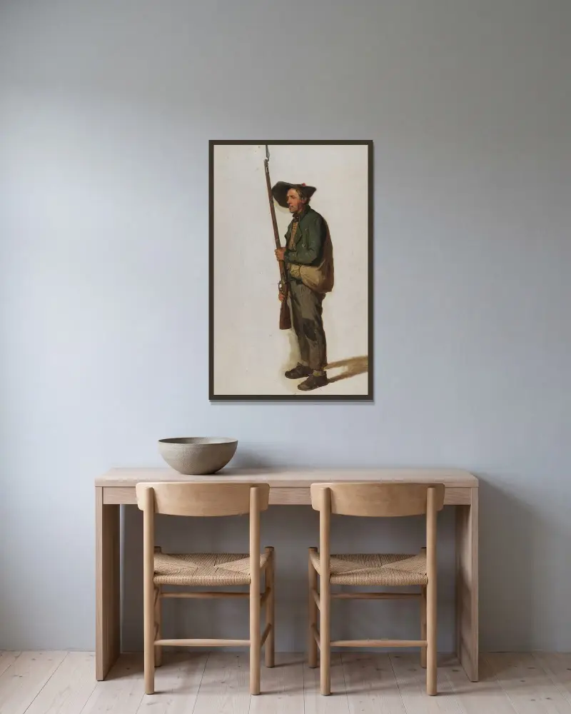 Badisk ordonnans med gevär av Johann Baptist Kirner inramad på en vägg