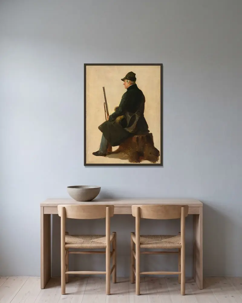 Porträttstudie av överste Mayer av Johann Baptist Kirner inramad på en vägg