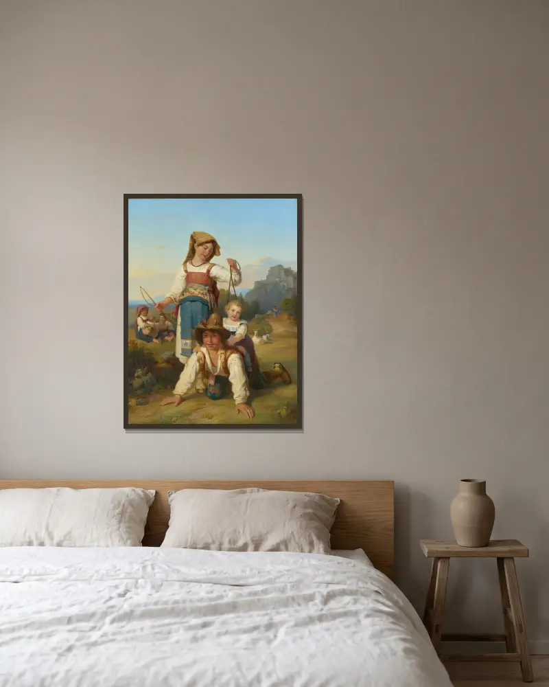 Děti při hře, Johann Baptist Kirner v rámu na stěně