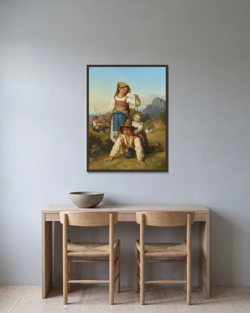 Děti při hře, Johann Baptist Kirner v rámu na stěně