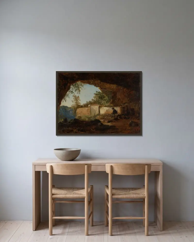 Grotte av Johann Baptist Kirner inramad på en vägg