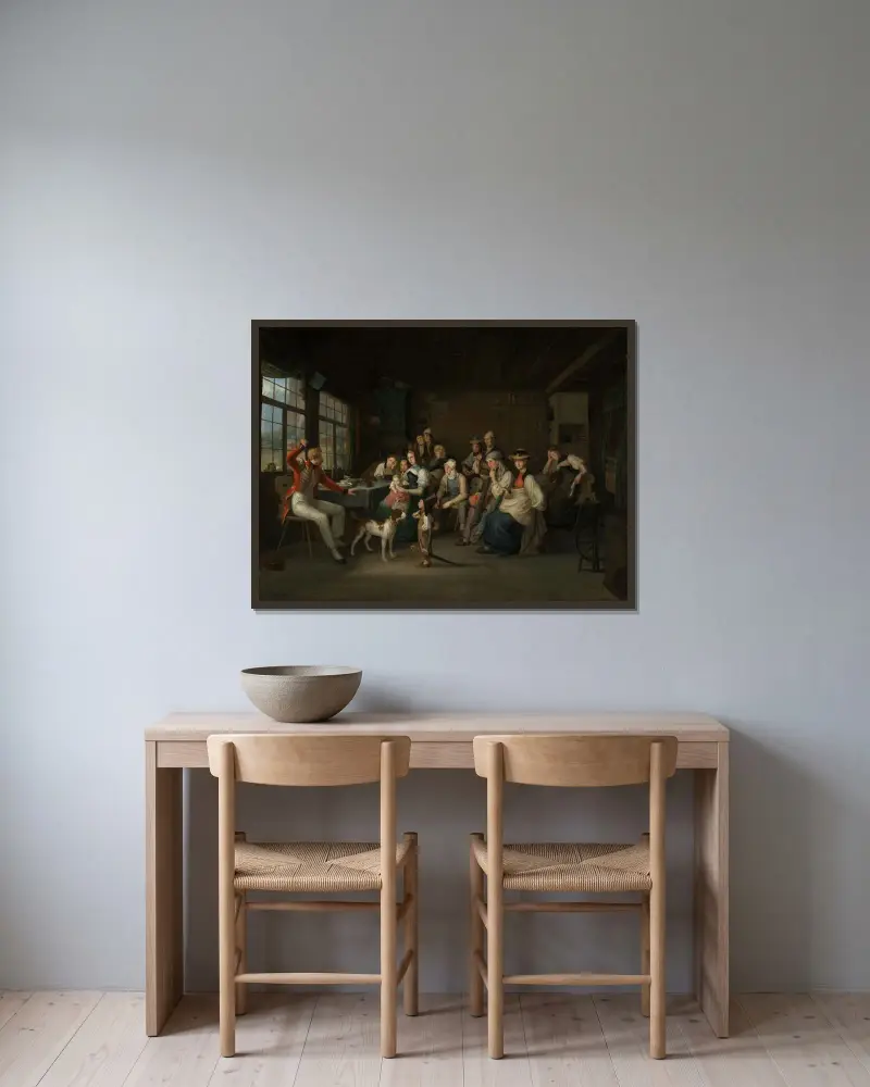 Schweizer Gardist erzählt in seiner Heimat seine Erlebnisse während der Pariser Juli-Revolution von 1830 av Johann Baptist Kirner inramad på en vägg