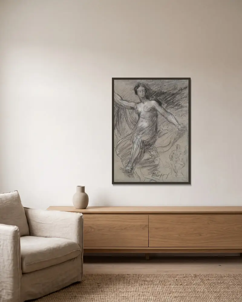 Allegorie Frankreichs (La France sous les traits d’une nymphe) von Jean-Baptiste Carpeaux gerahmt an einer Wand