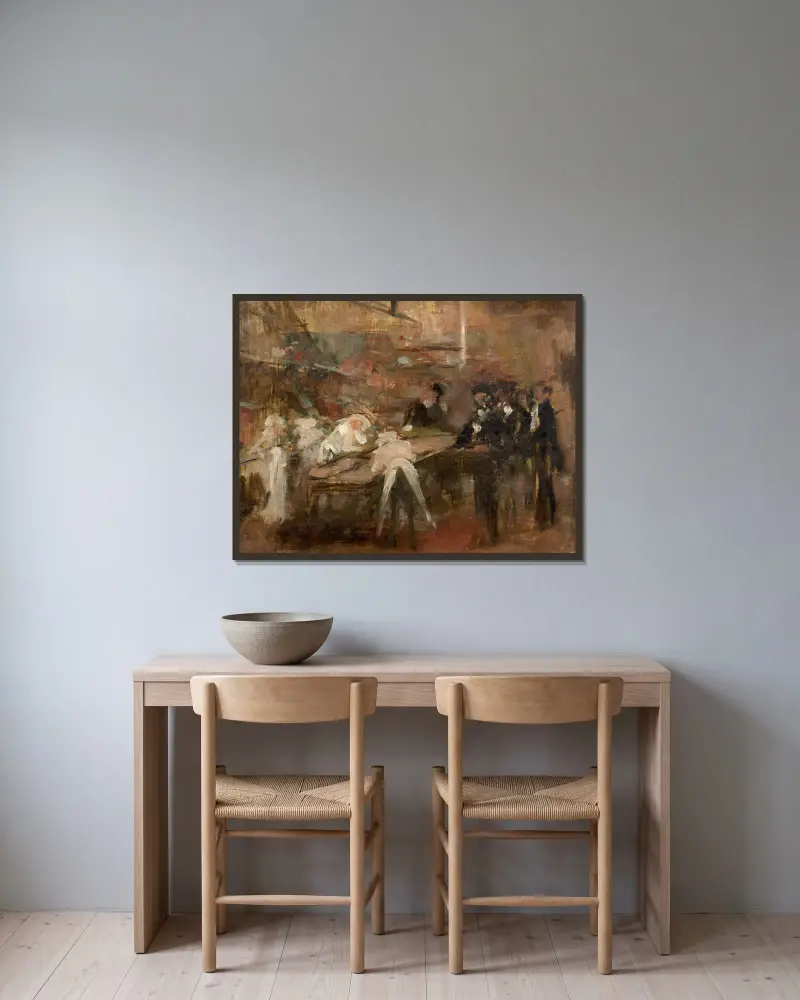 Aux cuisines av Jean-Baptiste Carpeaux inramad på en vägg