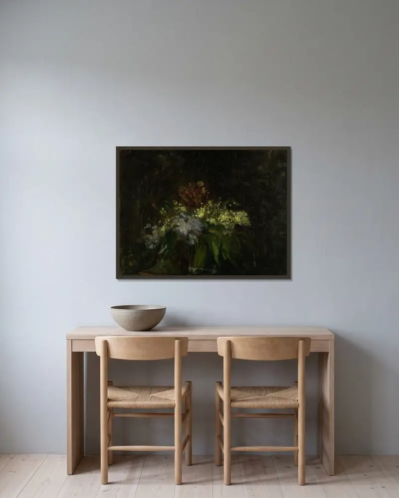 Bouquet de fleurs au muguet av Jean-Baptiste Carpeaux inramad på en vägg