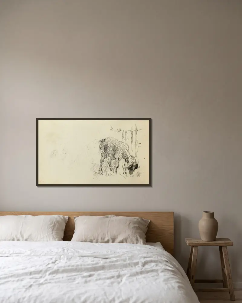Studie av en get av Jean-Baptiste Carpeaux inramad på en vägg
