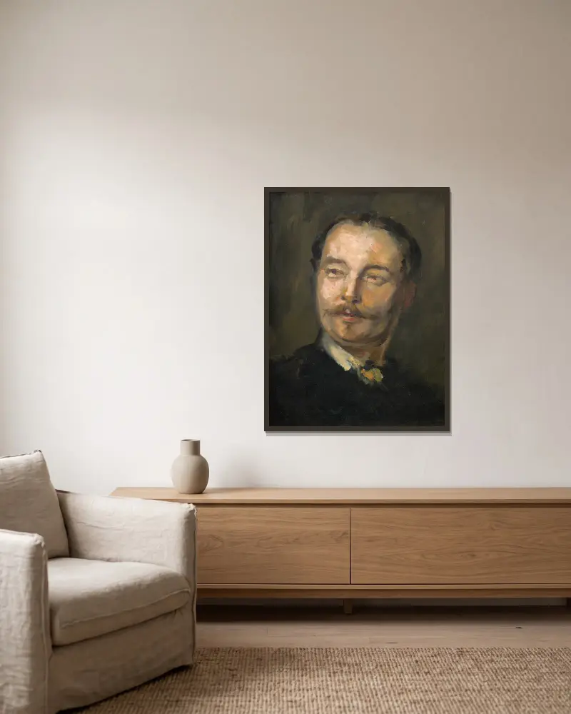 Portrait du vicomte Simon de Montfort (1841-1898), beau-frère de Carpeaux av Jean-Baptiste Carpeaux inramad på en vägg