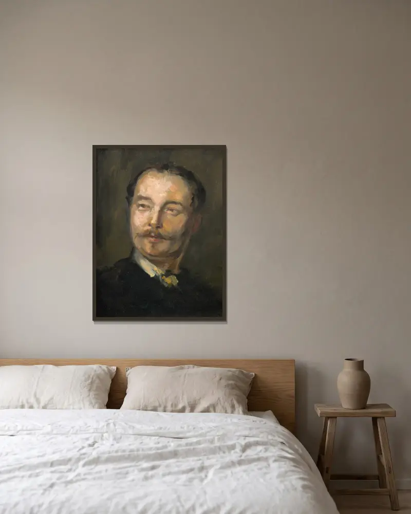 Portrait du vicomte Simon de Montfort (1841-1898), beau-frère de Carpeaux av Jean-Baptiste Carpeaux inramad på en vägg