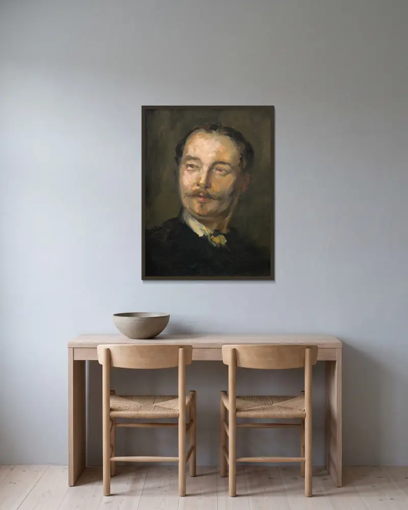 Portrait du vicomte Simon de Montfort (1841-1898), beau-frère de Carpeaux av Jean-Baptiste Carpeaux inramad på en vägg