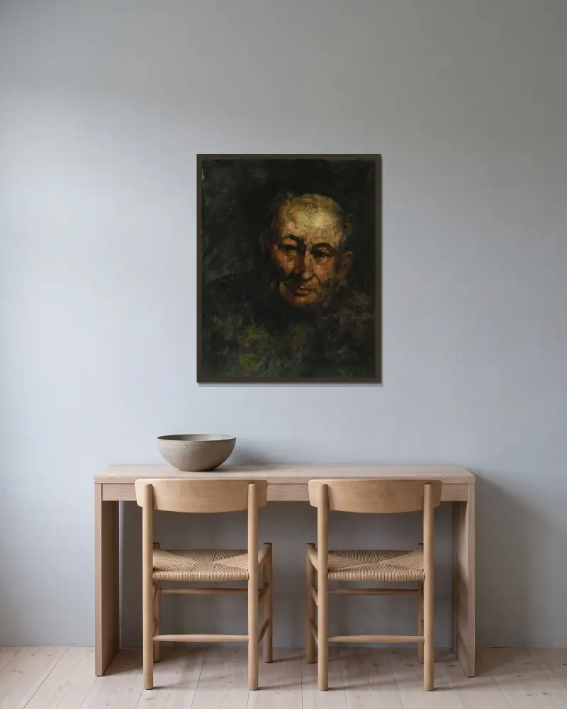 Porträtt av doktor Batailhé av Jean-Baptiste Carpeaux inramad på en vägg
