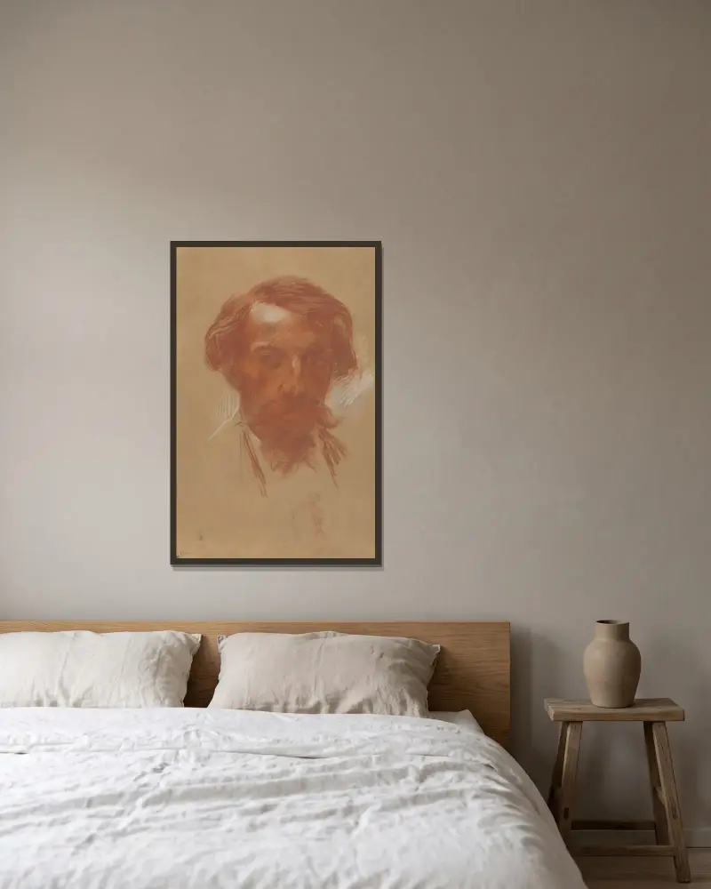 Självporträtt av Jean-Baptiste Carpeaux inramad på en vägg