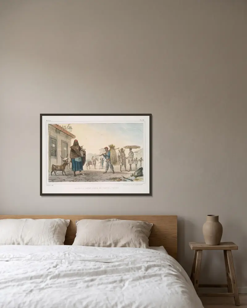 Maison à louer, cheval et chèvre à vendre av Jean Baptiste Debret inramad på en vägg