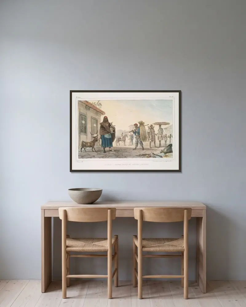 Maison à louer, cheval et chèvre à vendre av Jean Baptiste Debret inramad på en vägg