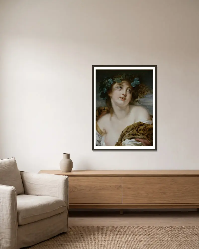 Bakchantka, Jean-Baptiste Greuze v rámu na stěně