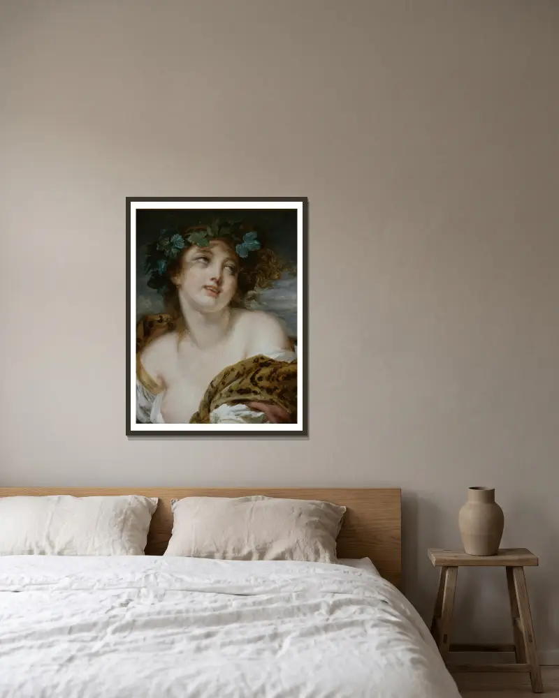 Bakchantka, Jean-Baptiste Greuze v rámu na stěně