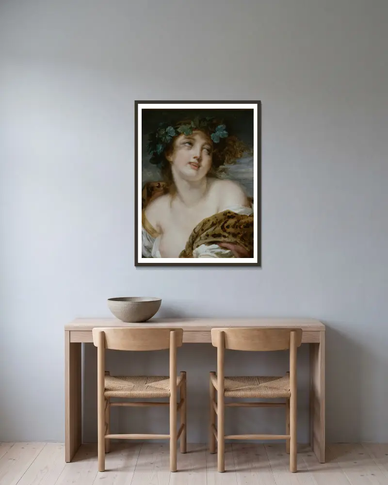 Bakchantka, Jean-Baptiste Greuze v rámu na stěně