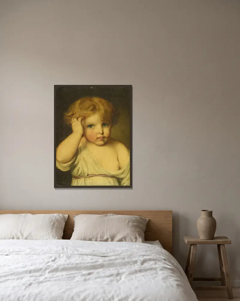 Bildnis eines Kindes von Jean-Baptiste Greuze gerahmt an einer Wand