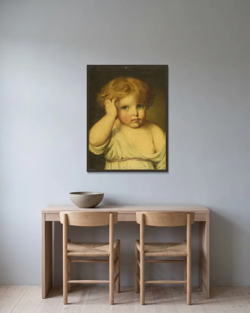 Bildnis eines Kindes von Jean-Baptiste Greuze gerahmt an einer Wand