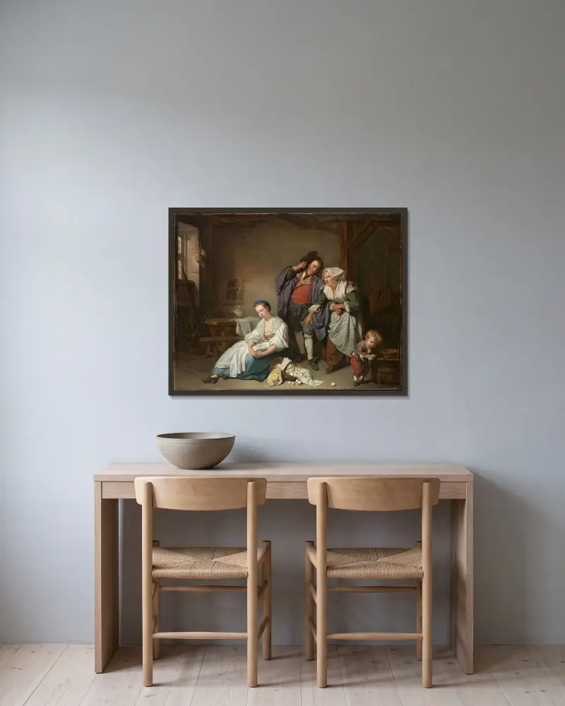 Krossade ägg av Jean-Baptiste Greuze inramad på en vägg