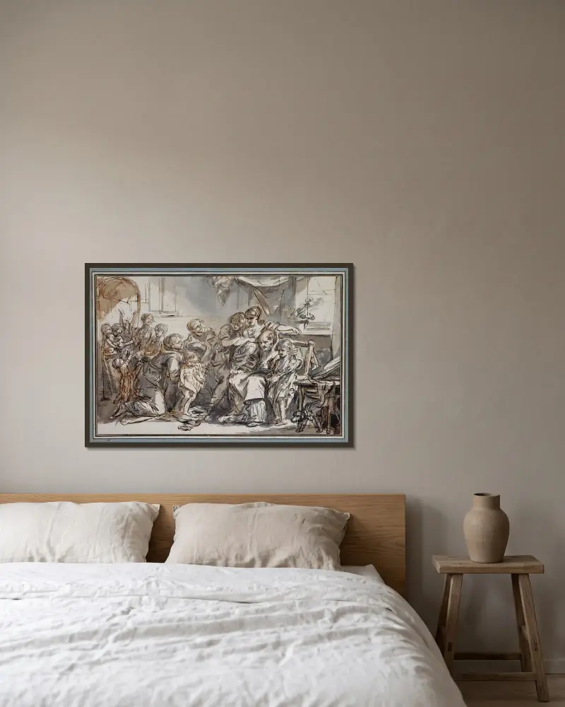 Hemmascen av Jean-Baptiste Greuze inramad på en vägg