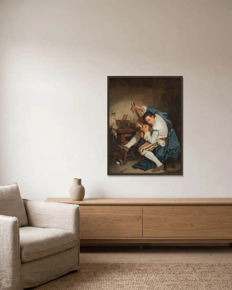 Hráč na kytaru, Jean-Baptiste Greuze v rámu na stěně