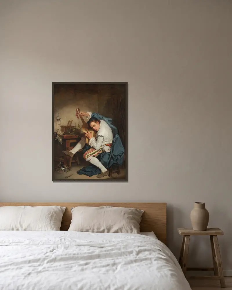 Hráč na kytaru, Jean-Baptiste Greuze v rámu na stěně