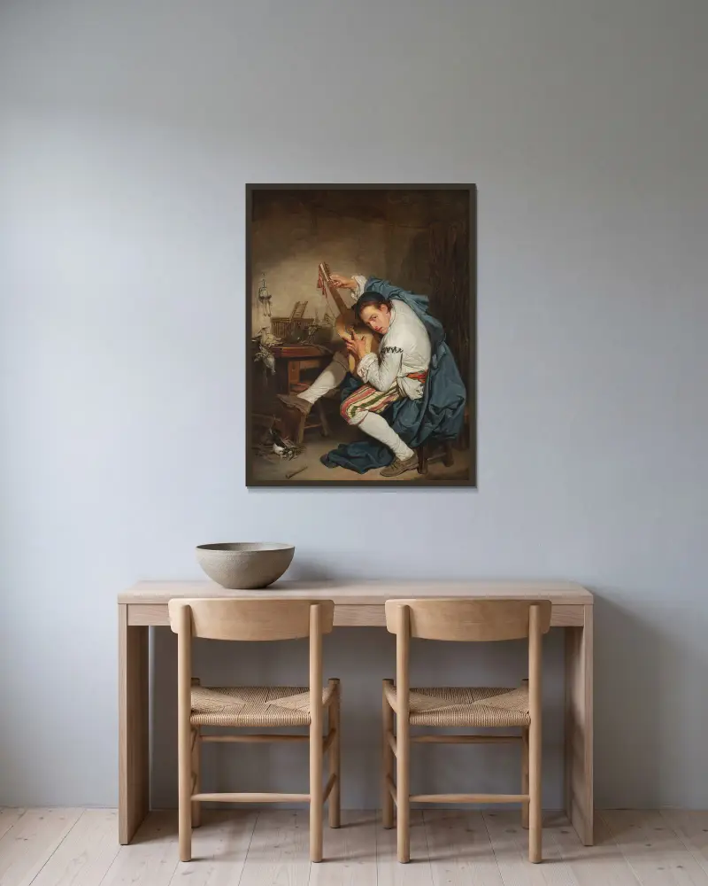 Hráč na kytaru, Jean-Baptiste Greuze v rámu na stěně
